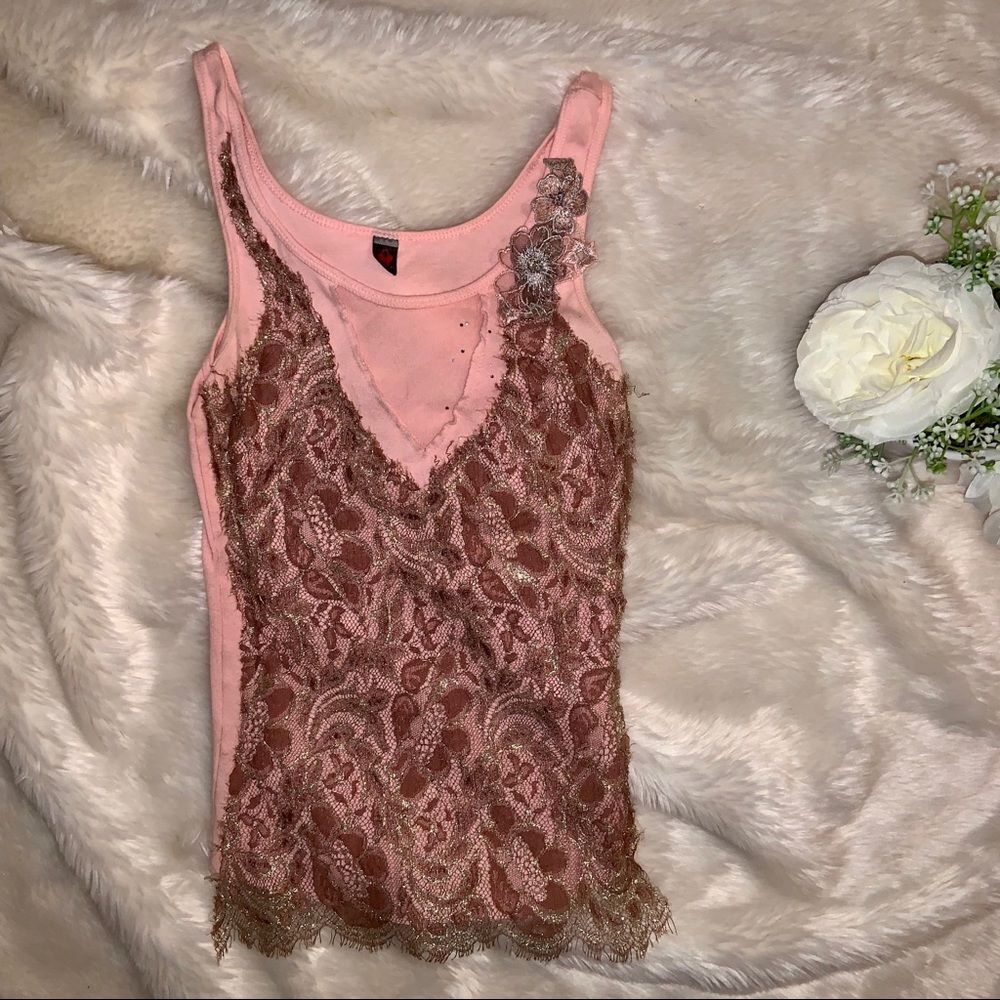 Vintage Pink Mesh Tank